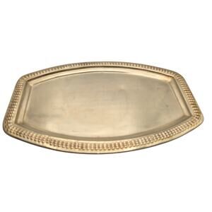 9" X 14.5" Vintage Bumpy Edge Squared Off Oval Solid Brass Indian Serving Tray
